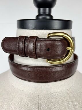 Vintage 90s COACH Brown Belt Cowhide Leather Brass Buckle Handcrafted 8400 Small